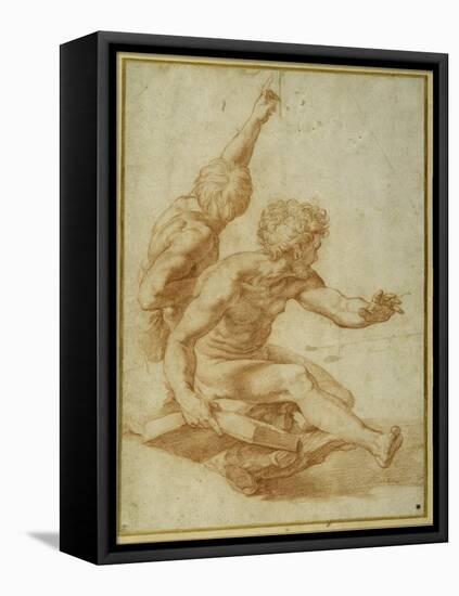 Nude Studies for St. Andrew and Another Apostle in 'The Transfiguration'-Raphael-Framed Premier Image Canvas