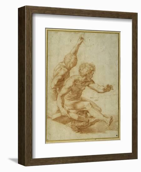 Nude Studies for St. Andrew and Another Apostle in 'The Transfiguration'-Raphael-Framed Giclee Print