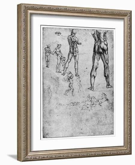 Nude Studies for 'The Battle of Anghiari, C1503-1505-Leonardo da Vinci-Framed Giclee Print