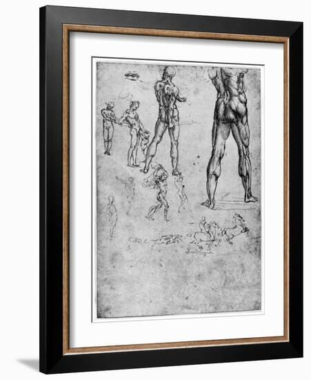 Nude Studies for 'The Battle of Anghiari, C1503-1505-Leonardo da Vinci-Framed Giclee Print