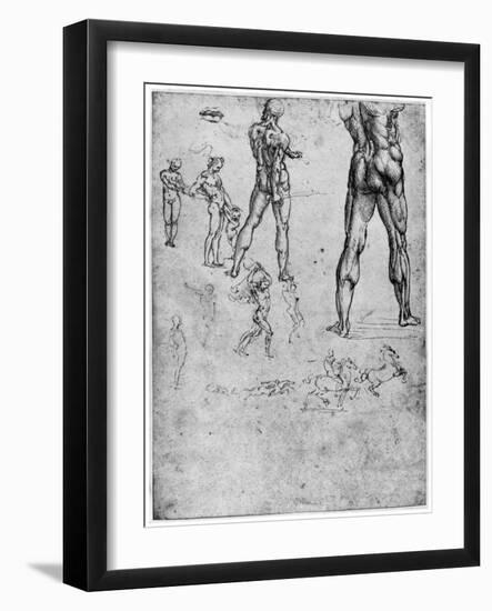 Nude Studies for 'The Battle of Anghiari, C1503-1505-Leonardo da Vinci-Framed Giclee Print