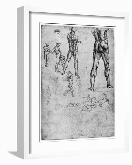 Nude Studies for 'The Battle of Anghiari, C1503-1505-Leonardo da Vinci-Framed Giclee Print