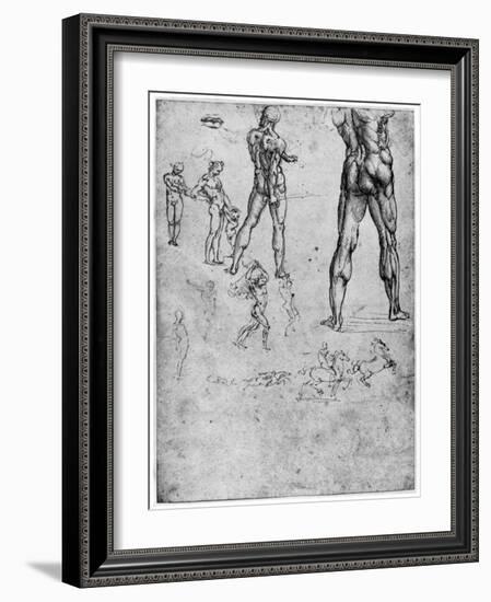 Nude Studies for 'The Battle of Anghiari, C1503-1505-Leonardo da Vinci-Framed Giclee Print