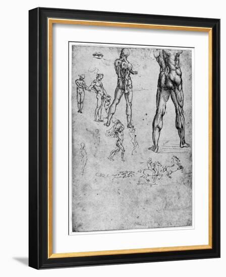 Nude Studies for 'The Battle of Anghiari, C1503-1505-Leonardo da Vinci-Framed Giclee Print