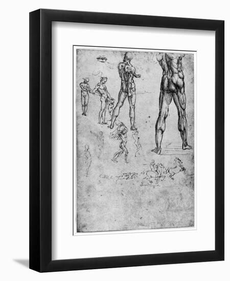 Nude Studies for 'The Battle of Anghiari, C1503-1505-Leonardo da Vinci-Framed Giclee Print