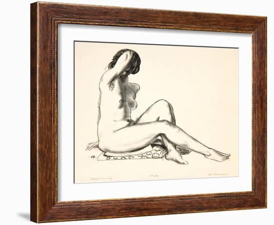 Nude Study, Girl Sitting on a Flowered Cushion, 1923-24-George Wesley Bellows-Framed Giclee Print