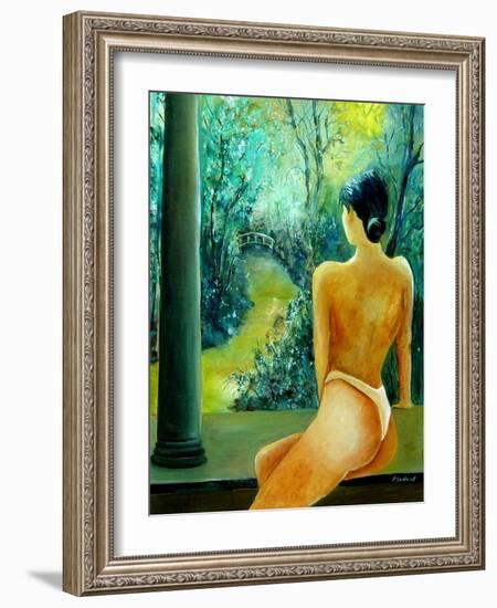 nude Waiting for her lover-Pol Ledent-Framed Art Print