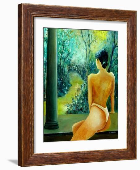 nude Waiting for her lover-Pol Ledent-Framed Art Print