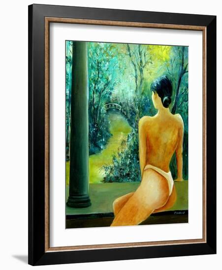 nude Waiting for her lover-Pol Ledent-Framed Art Print