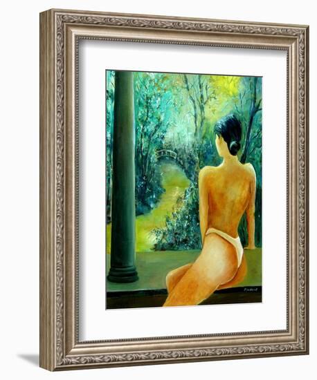 nude Waiting for her lover-Pol Ledent-Framed Art Print