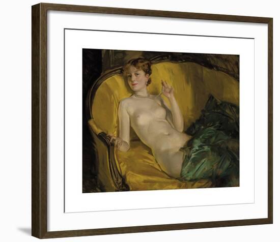 Nude Wearing Pearls-Howard Chandler Christy-Framed Premium Giclee Print