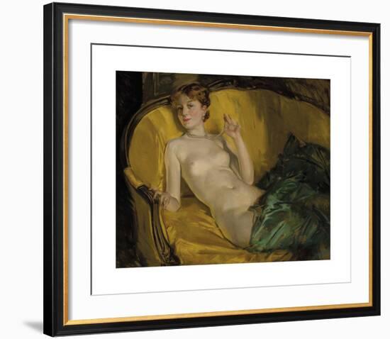 Nude Wearing Pearls-Howard Chandler Christy-Framed Premium Giclee Print