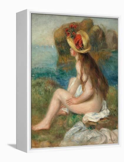 Nude with a Straw Hat Beside the Sea, 1892-Pierre-Auguste Renoir-Framed Premier Image Canvas