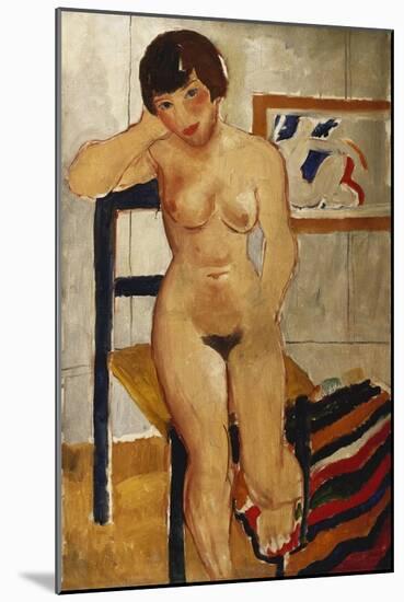 Nude with a Striped Rug, Meraud Guinness, 1928-Christopher Wood-Mounted Giclee Print