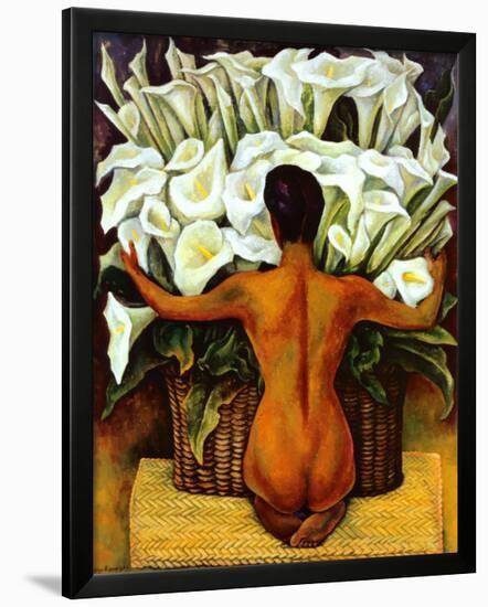 Nude with Calla Lilies-Diego Rivera-Framed Art Print