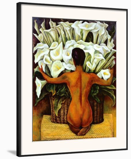 Nude with Calla Lilies-Diego Rivera-Framed Art Print