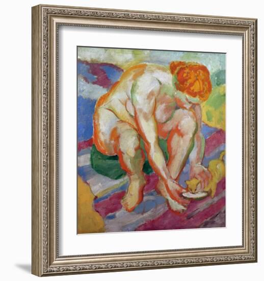 Nude with cat 1910-Franz Marc-Framed Giclee Print