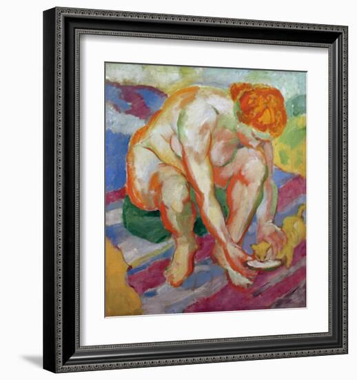 Nude with cat 1910-Franz Marc-Framed Giclee Print