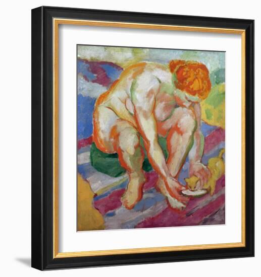 Nude with cat 1910-Franz Marc-Framed Giclee Print