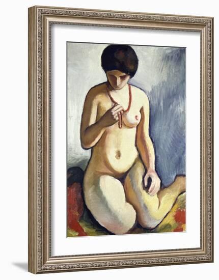 Nude with Coral Necklace-Auguste Macke-Framed Giclee Print