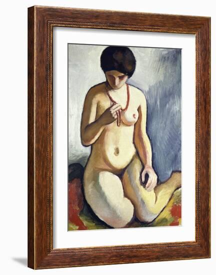 Nude with Coral Necklace-Auguste Macke-Framed Giclee Print