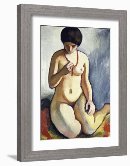 Nude with Coral Necklace-Auguste Macke-Framed Giclee Print