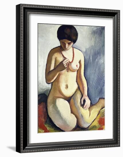 Nude with Coral Necklace-Auguste Macke-Framed Giclee Print