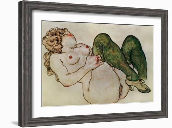 Nude with Green Stockings, 1918-Egon Schiele-Framed Giclee Print