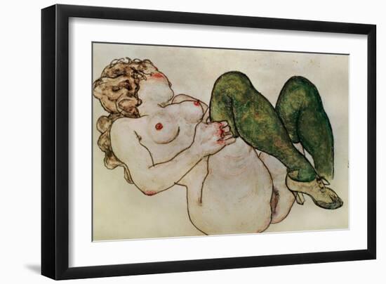 Nude with Green Stockings, 1918-Egon Schiele-Framed Giclee Print