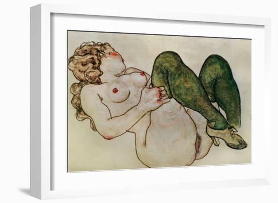 Nude with Green Stockings, 1918-Egon Schiele-Framed Giclee Print