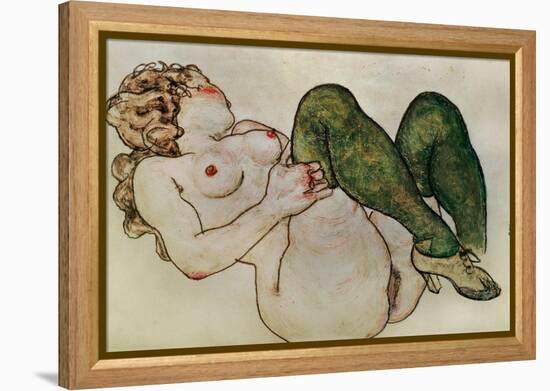 Nude with Green Stockings, 1918-Egon Schiele-Framed Premier Image Canvas