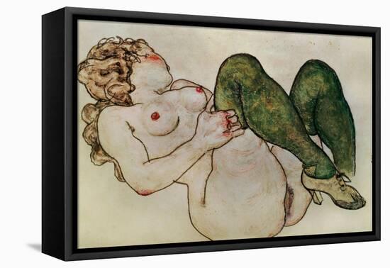 Nude with Green Stockings, 1918-Egon Schiele-Framed Premier Image Canvas