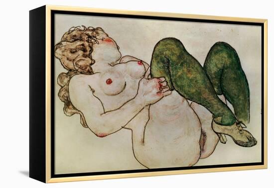 Nude with Green Stockings, 1918-Egon Schiele-Framed Premier Image Canvas