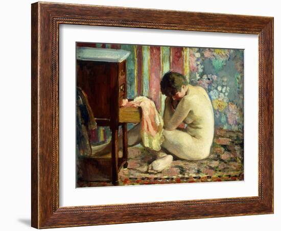 Nude with Pink Shirt; Nu a La Chemise Rose, 1926-Henri Lebasque-Framed Giclee Print