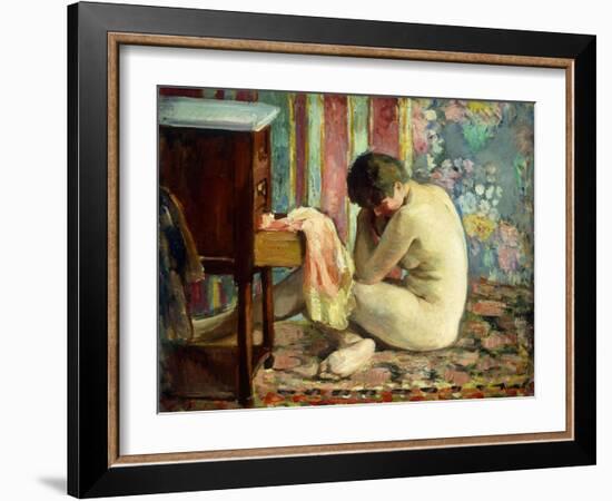 Nude with Pink Shirt; Nu a La Chemise Rose, 1926-Henri Lebasque-Framed Giclee Print