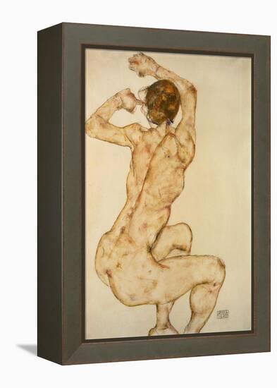 Nude with raised Arms Akt mit erhobenen Armen Gouache and pencil.Signed and dated, lower right,1915-Egon Schiele-Framed Premier Image Canvas