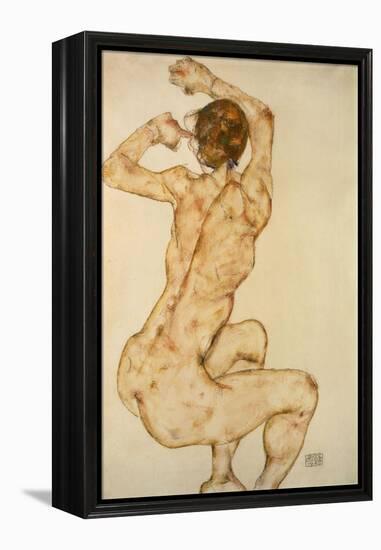 Nude with raised Arms Akt mit erhobenen Armen Gouache and pencil.Signed and dated, lower right,1915-Egon Schiele-Framed Premier Image Canvas