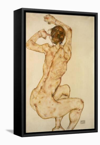 Nude with raised Arms Akt mit erhobenen Armen Gouache and pencil.Signed and dated, lower right,1915-Egon Schiele-Framed Premier Image Canvas