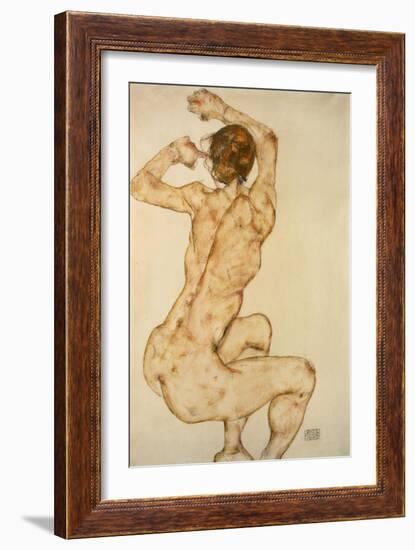 Nude with raised Arms Akt mit erhobenen Armen Gouache and pencil.Signed and dated, lower right,1915-Egon Schiele-Framed Giclee Print