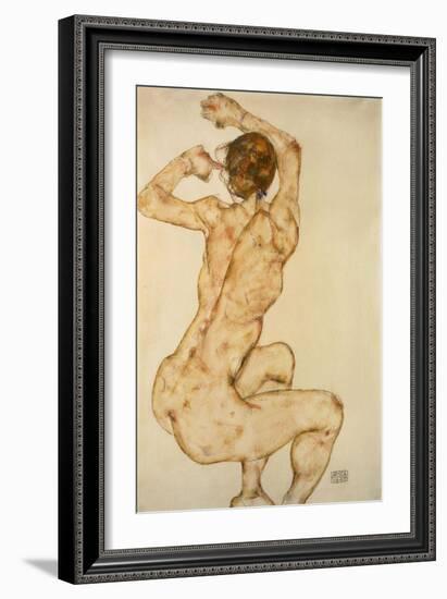 Nude with raised Arms Akt mit erhobenen Armen Gouache and pencil.Signed and dated, lower right,1915-Egon Schiele-Framed Giclee Print