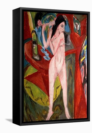 Nude Woman Combing Her Hair, 1913-Ernst Ludwig Kirchner-Framed Premier Image Canvas