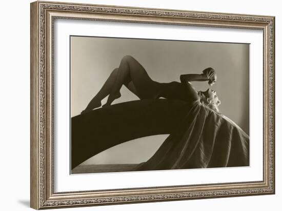 Nude Woman Communing with Skull-null-Framed Art Print