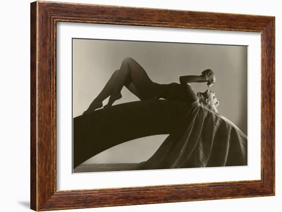 Nude Woman Communing with Skull-null-Framed Art Print