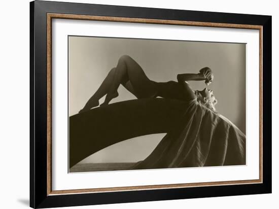 Nude Woman Communing with Skull-null-Framed Art Print