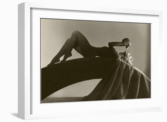 Nude Woman Communing with Skull-null-Framed Art Print