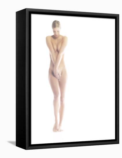 Nude Woman Covering Herself-null-Framed Premier Image Canvas