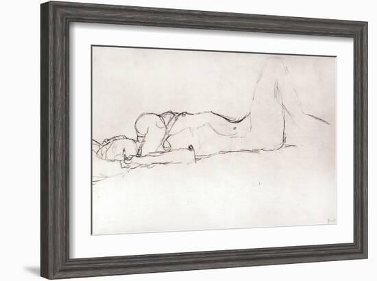 Nude Woman in Bed, c.1914-Gustav Klimt-Framed Premium Giclee Print