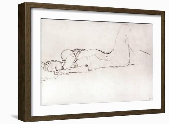 Nude Woman in Bed, c.1914-Gustav Klimt-Framed Premium Giclee Print