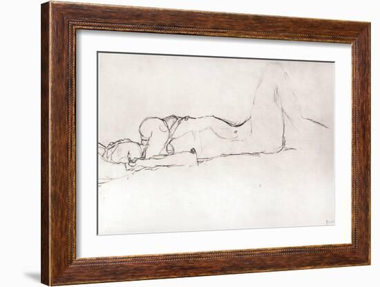 Nude Woman in Bed, c.1914-Gustav Klimt-Framed Premium Giclee Print