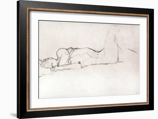 Nude Woman in Bed, c.1914-Gustav Klimt-Framed Premium Giclee Print